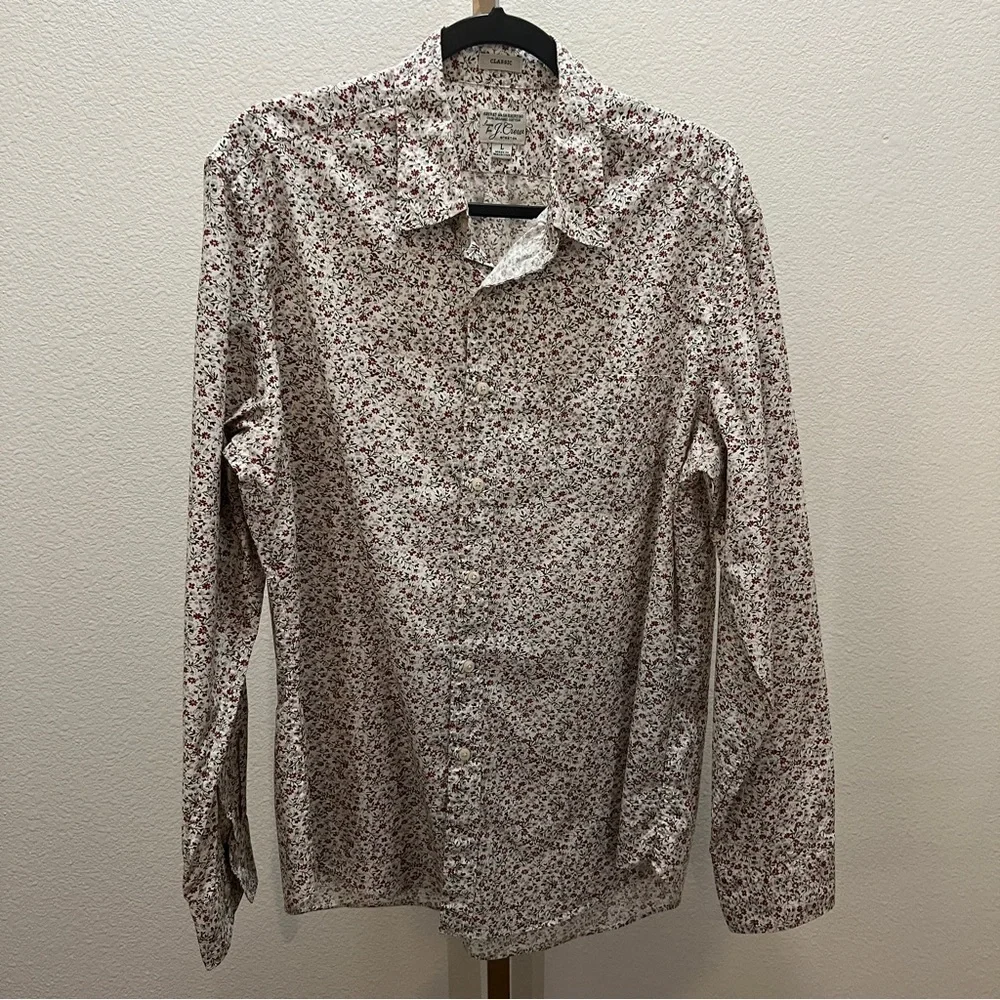 J. Crew Classic Secret Wash stretch cotton poplin shirt Large Floral Button Down